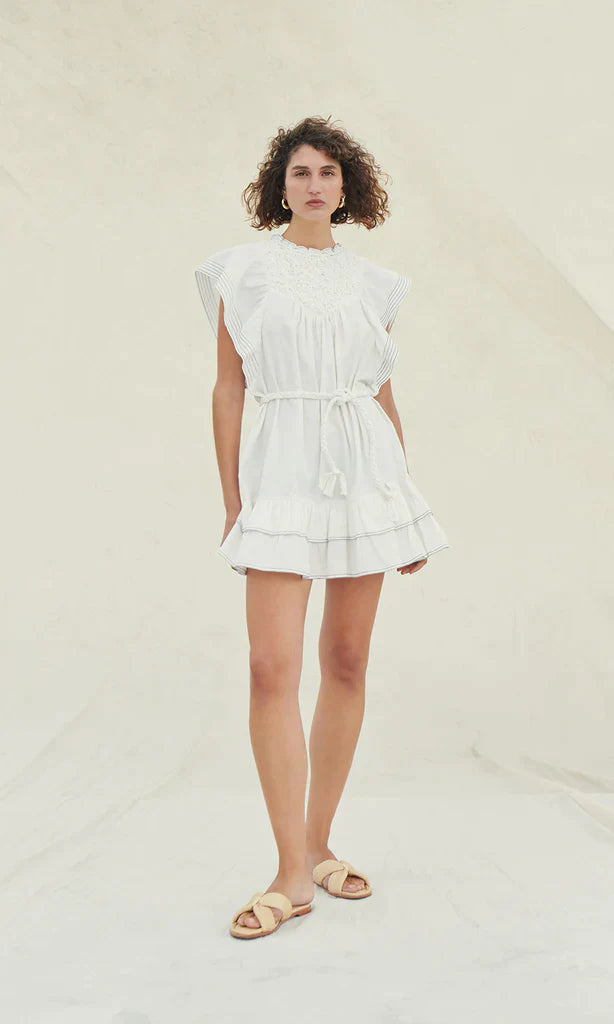 Chantae White Twill Mini Dress