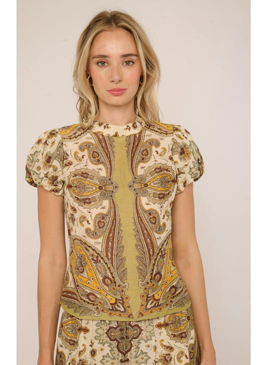 Ava Top in Kaleidoscope Scarf Print