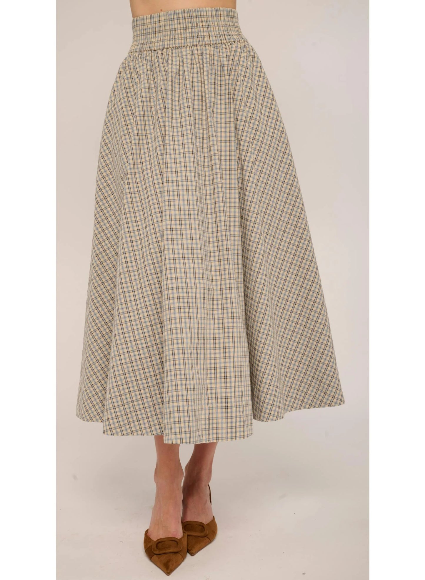 Maria Skirt in Marble Blue Plaid