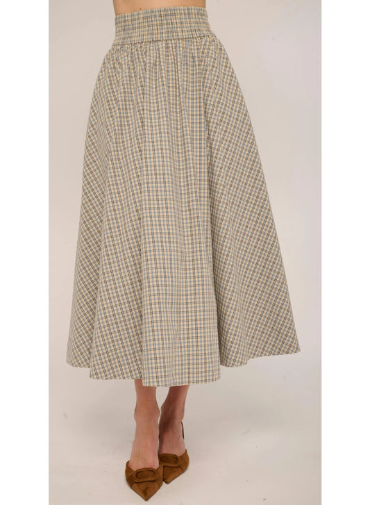 Maria Skirt in Marble Blue Plaid