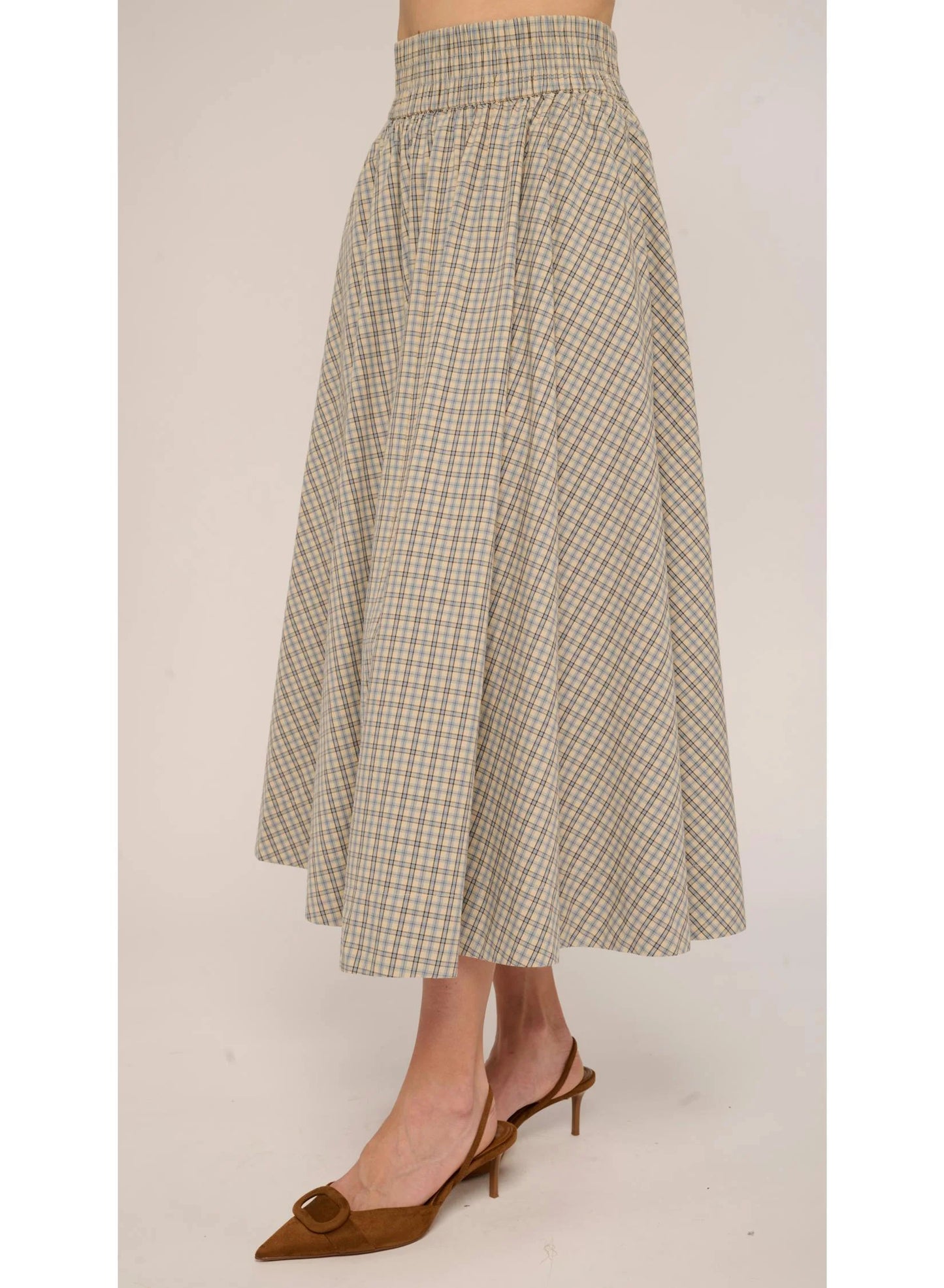 Maria Skirt in Marble Blue Plaid