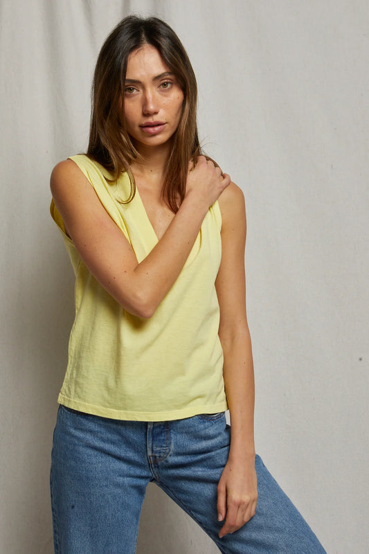 Cotton Sleeveless V Neck Tee