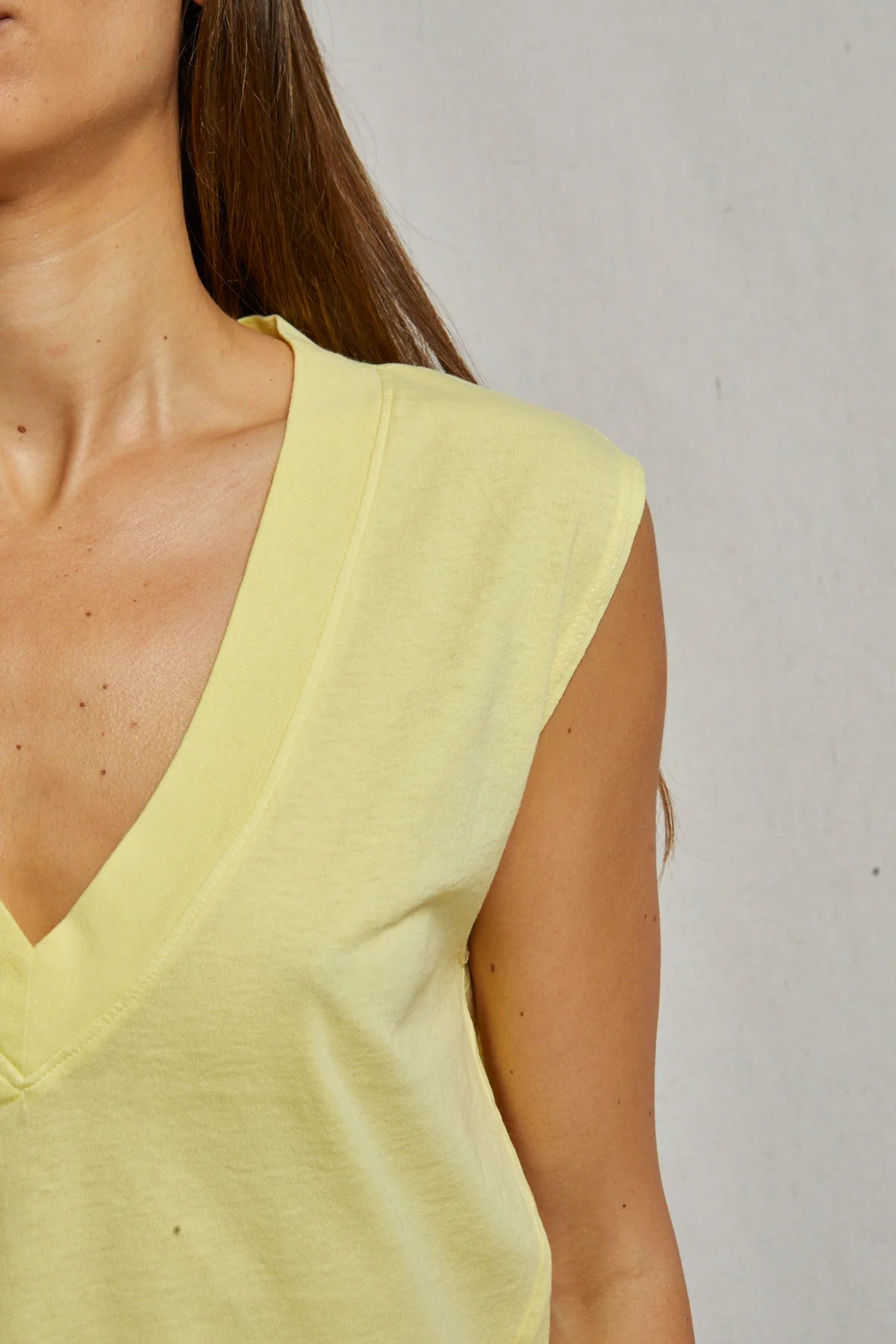 Cotton Sleeveless V Neck Tee