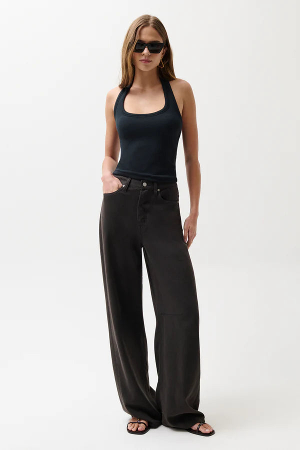 Sydney High Rise Linen Bowed Wide - Bristol Black