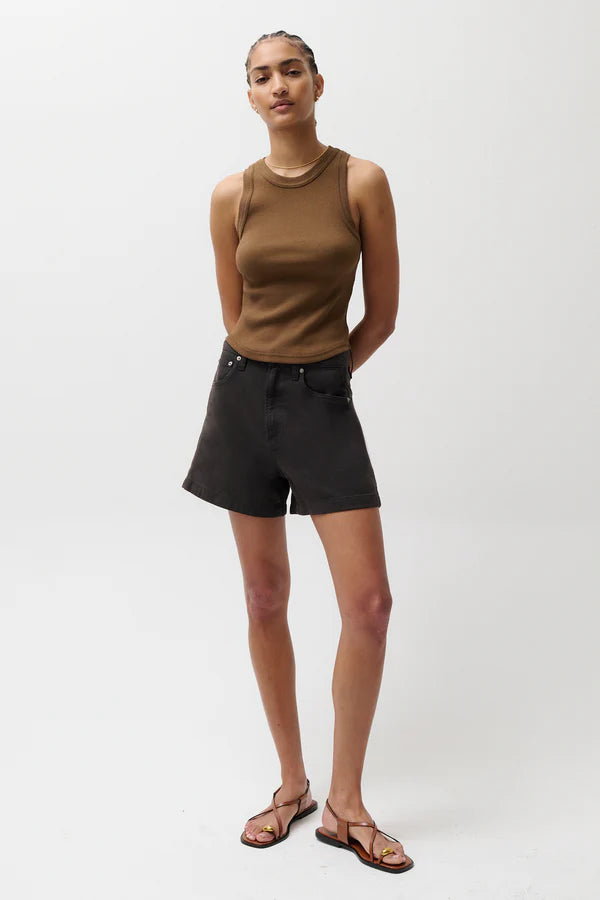 Kimora High Rise Linen Short - Bristol Black