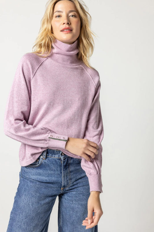 Snap Cuff Turtleneck Sweater