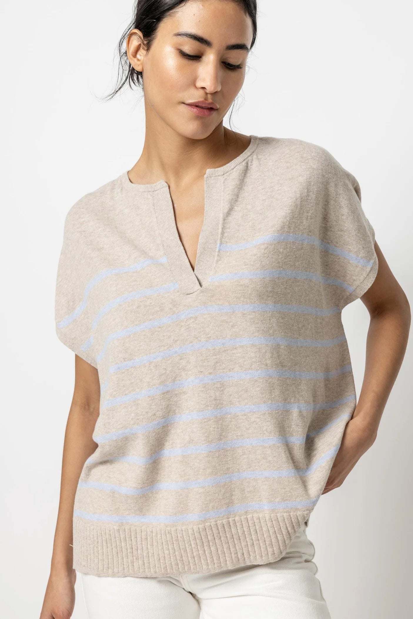 Split Neck Tunic Sweater