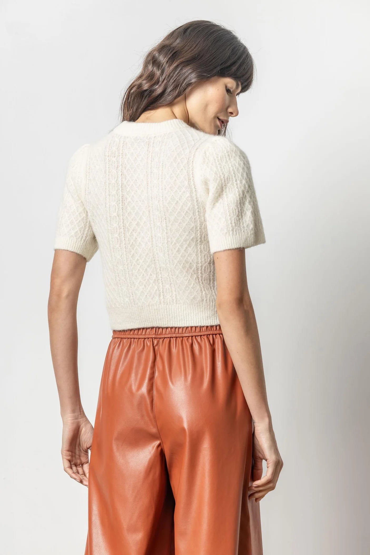 Cropped Cable Sweater Ivory