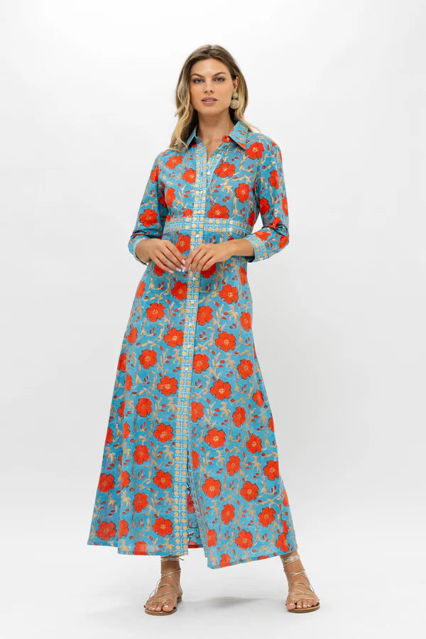 Shirt Dress Maxi Red Poppy