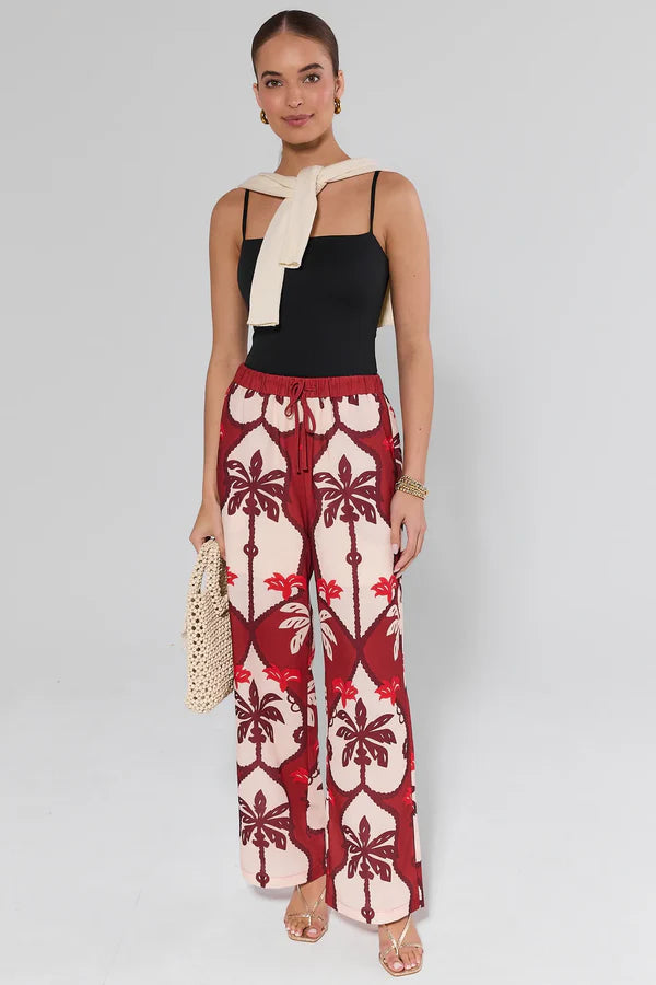 Maroon Printed Pants