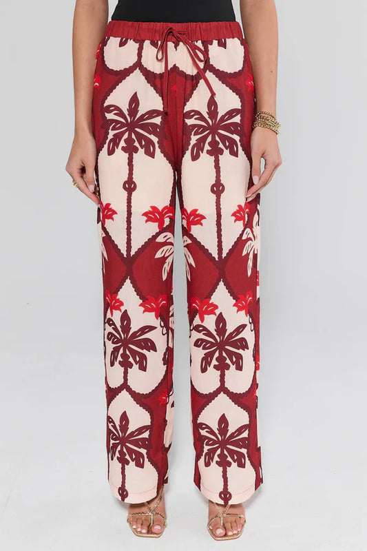 Maroon Printed Pants