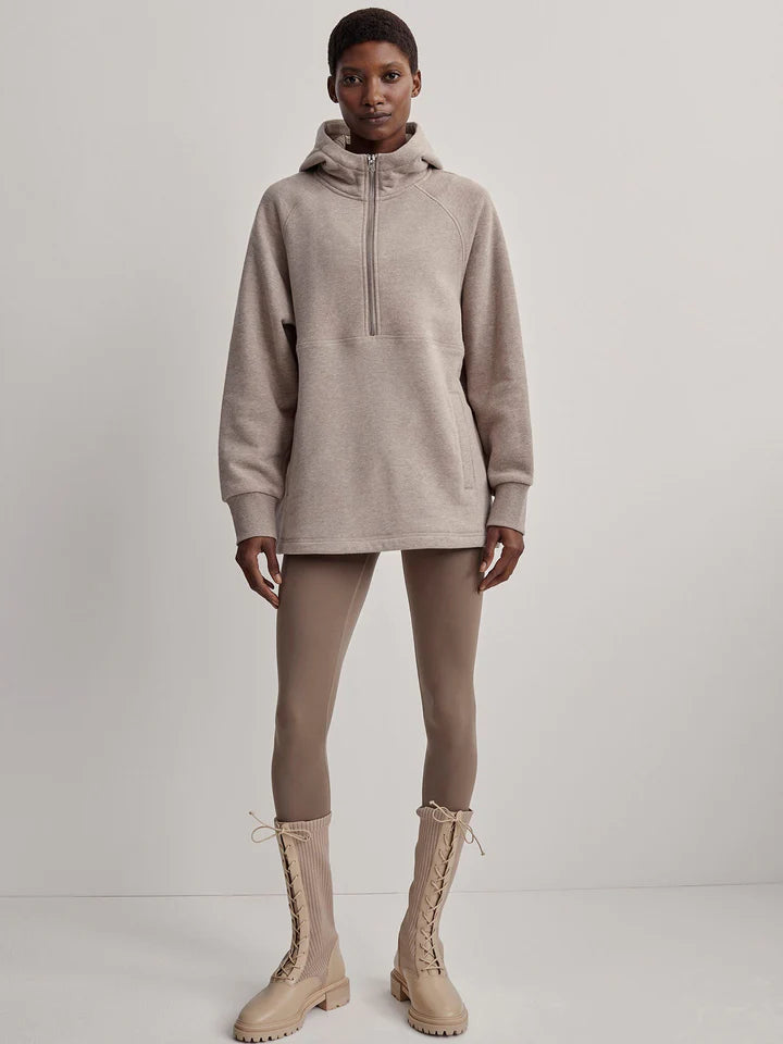 Stirling Half Zip Hoodie Taupe Marl