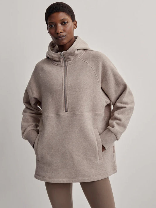 Stirling Half Zip Hoodie Taupe Marl