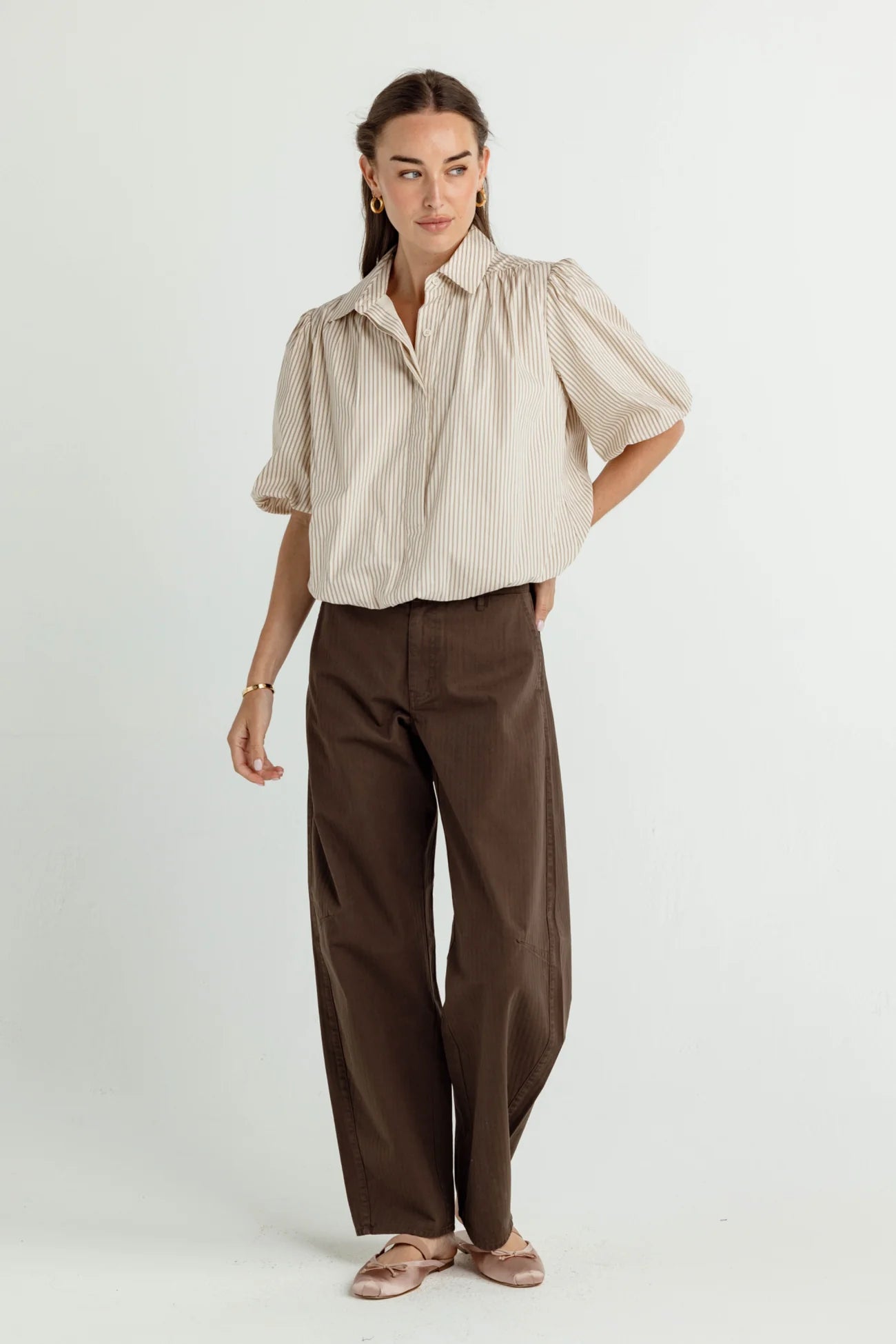 BRIDLE TICKING STRIPE OLIVIA SHIRT