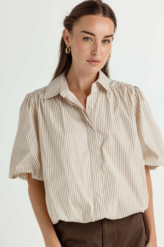BRIDLE TICKING STRIPE OLIVIA SHIRT