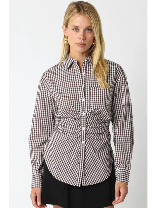 Gingham Sinch Waist Top