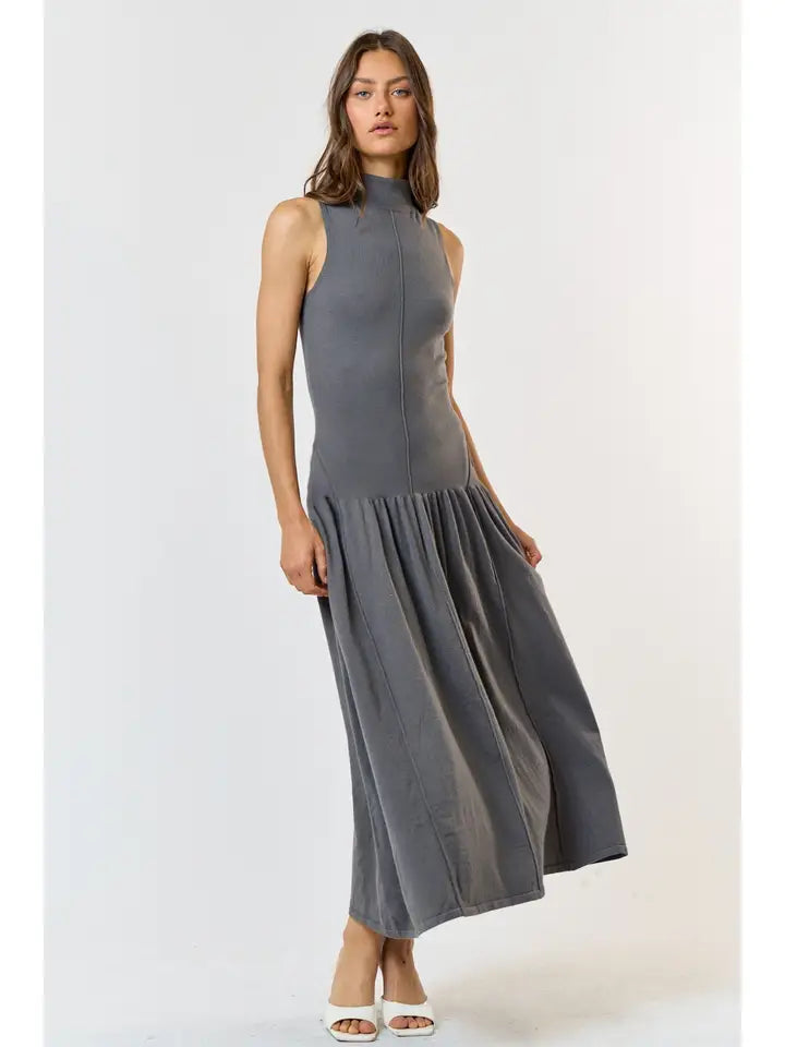 Drop Waist Mock Neck Maxi OLIVIA RAE Drop Waist Mock Neck Maxi OLIVIA RAE