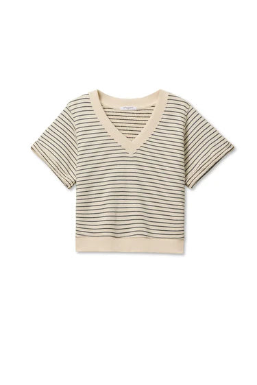 Briggs Stripe french terry v neck sweatshirt