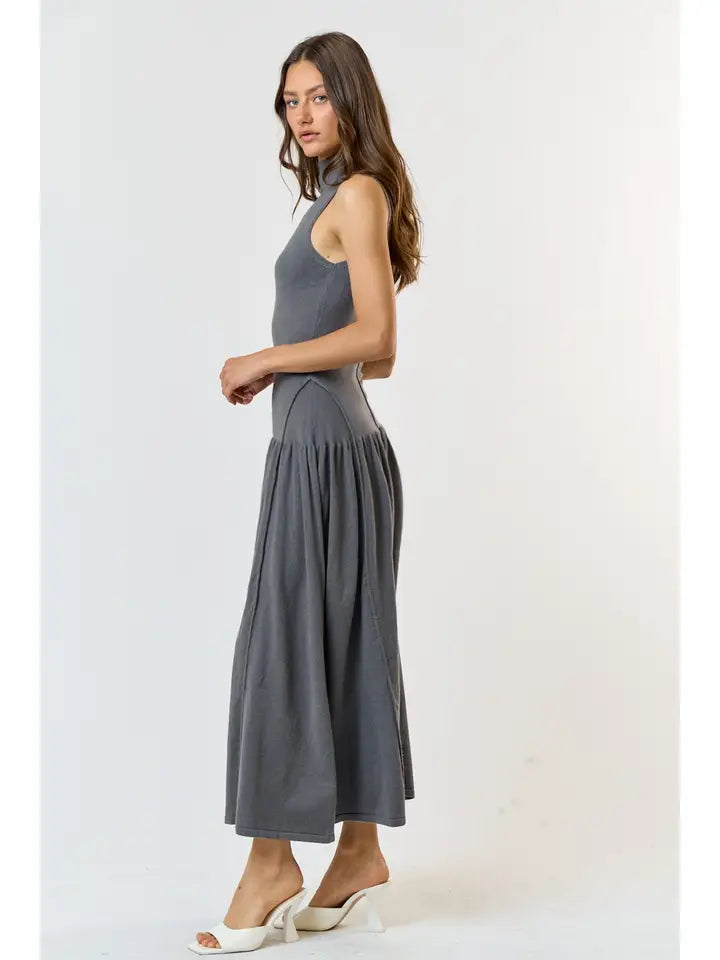 Drop Waist Mock Neck Maxi