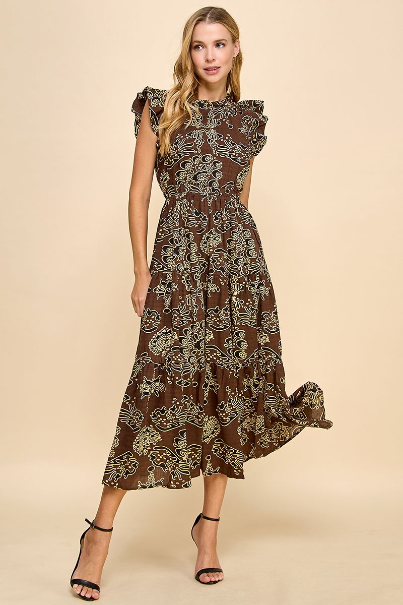 Brown Floral Dress