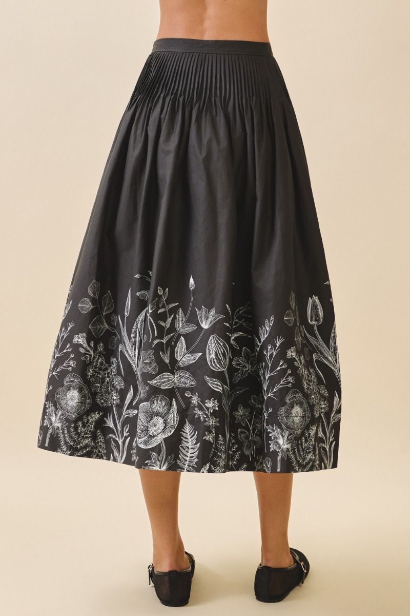 Black Detailed Midi Skirt