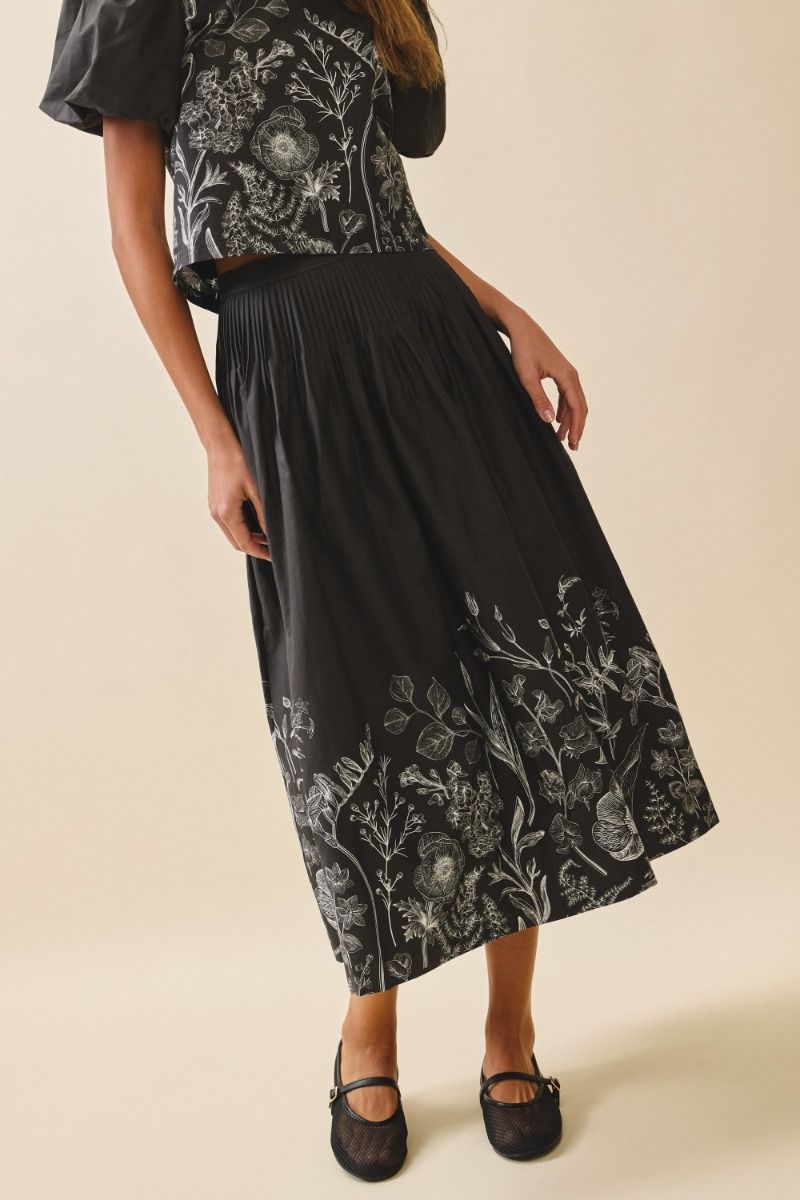 Black Detailed Midi Skirt