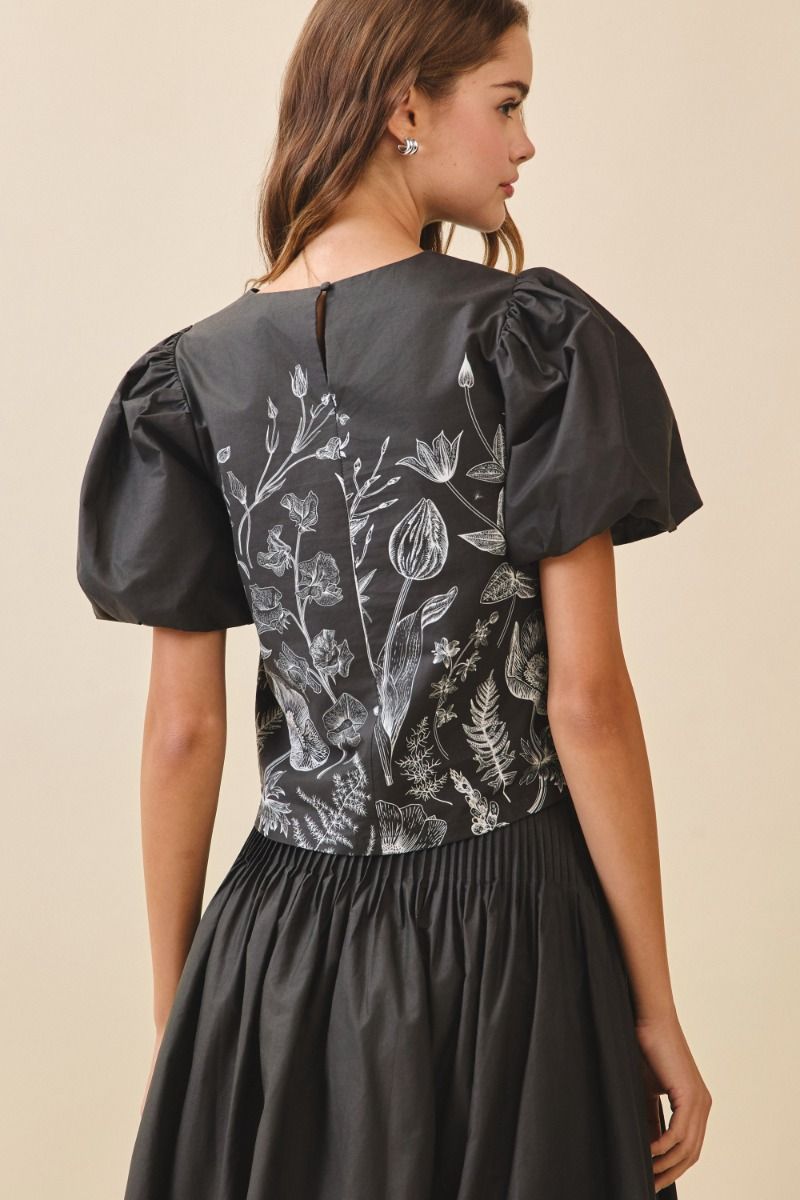 Black Puff Sleeve Top