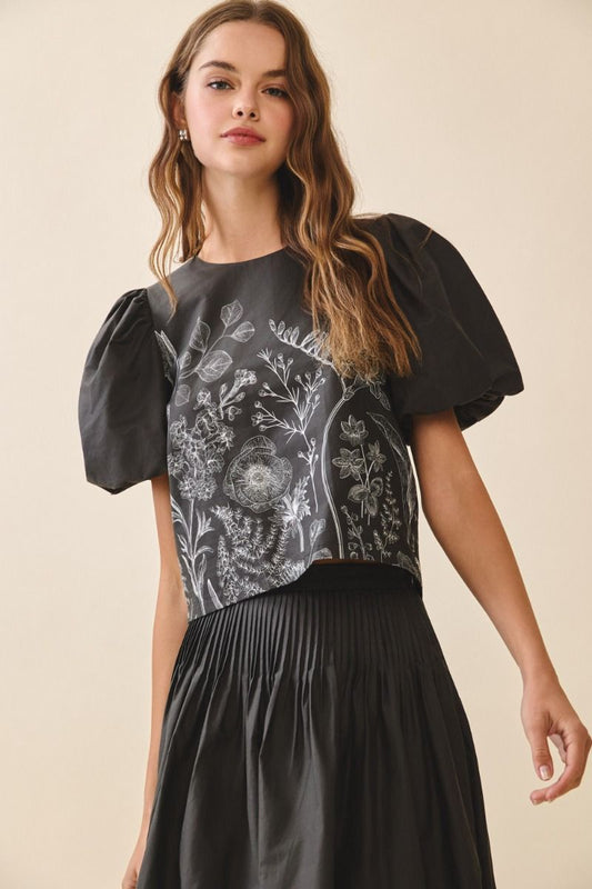 Black Puff Sleeve Top