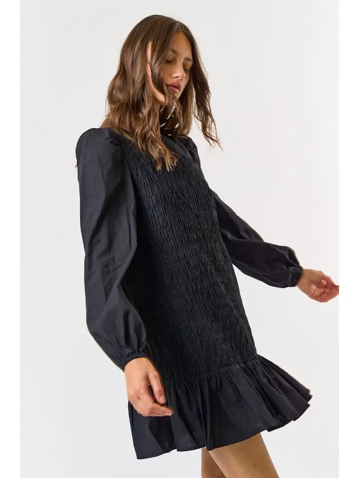 Smocked Black Dress OLIVIA RAE Smocked Black Dress OLIVIA RAE
