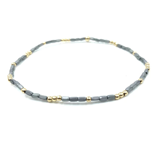 2mm Harbor Gray + Gold Filled Waterproof Bracelet - 7"