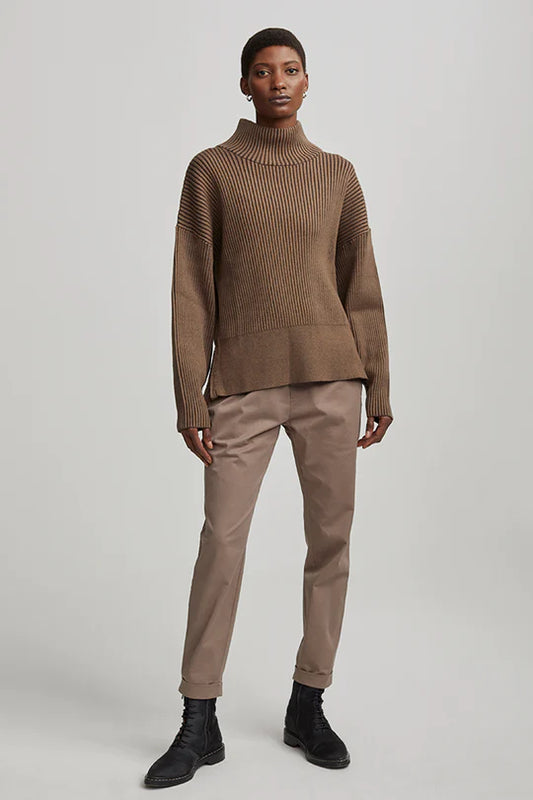 Mayfair Mock Neck Knit Shiitake Marl