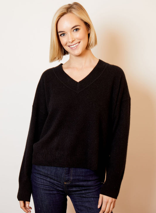 Black V Neck Cashmere Sweater