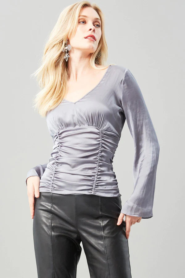 Ruched Body Satin Top