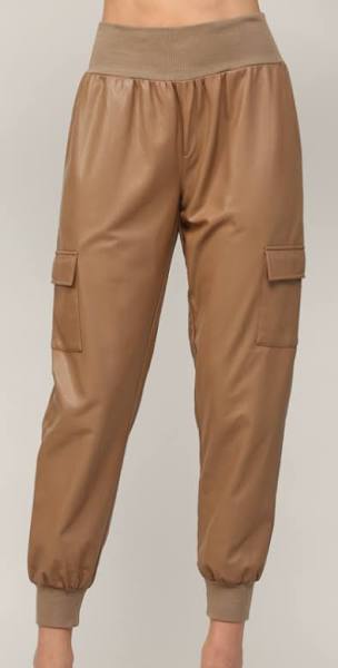 Camel Faux LeatherJogger