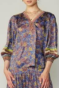 Border Print V Neck Paisley Top