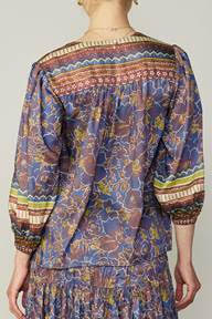 Border Print V Neck Paisley Top